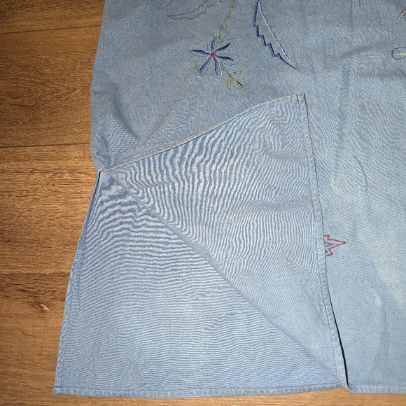 Vintage Embroidered Jean Denim Dress & Button Up Top 2 Piece Set Outfit Large - Picture 10 of 13